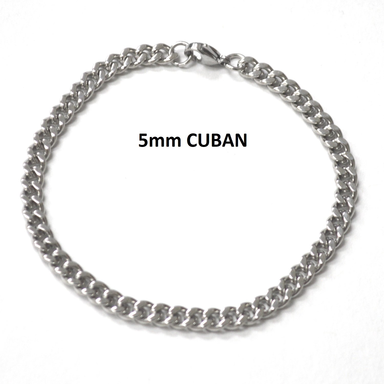 5mm CUBAN Stainless Steel Bracelet 84-239S-5 (2/pkg)