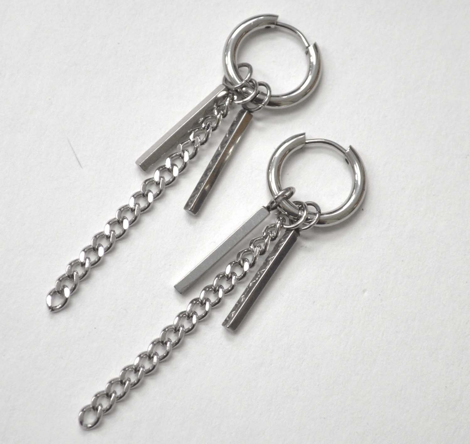 Bar Stainless Steel Hoops Earrings 83-884S