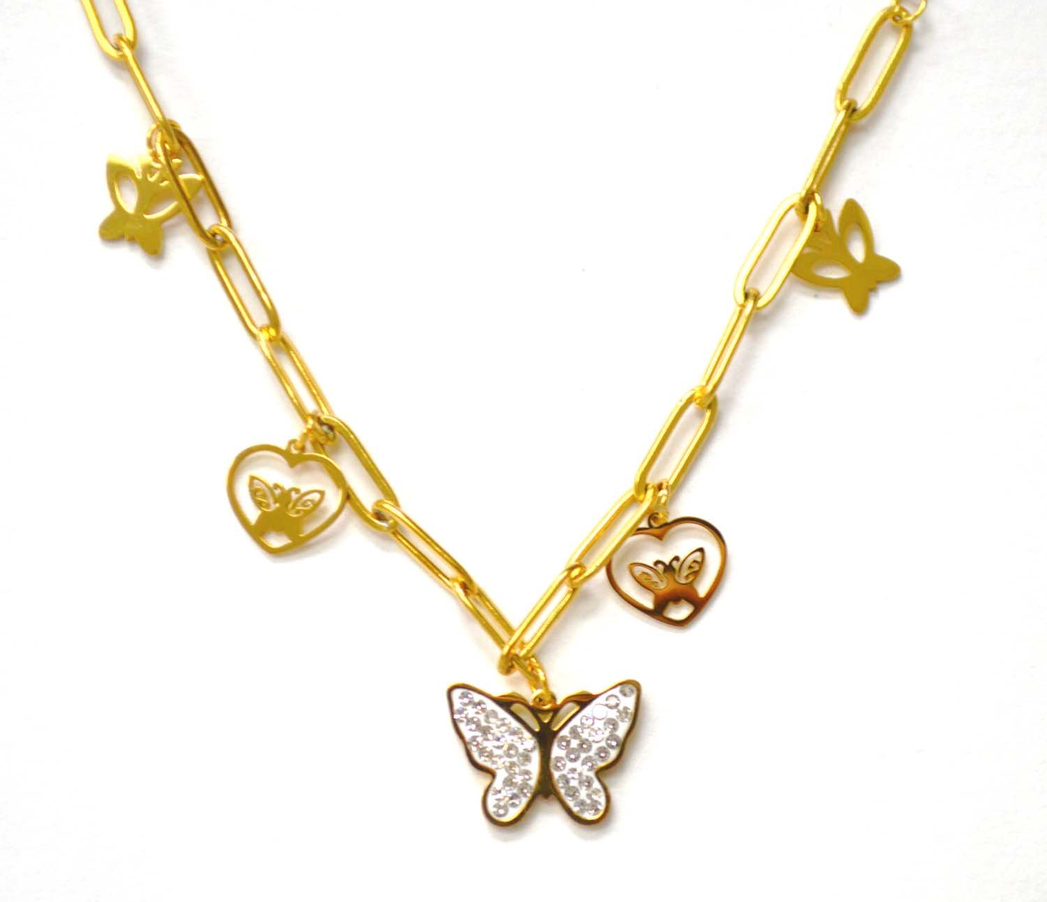 Butterfly Gold IP Plated Charm Bracelet 84-1816G