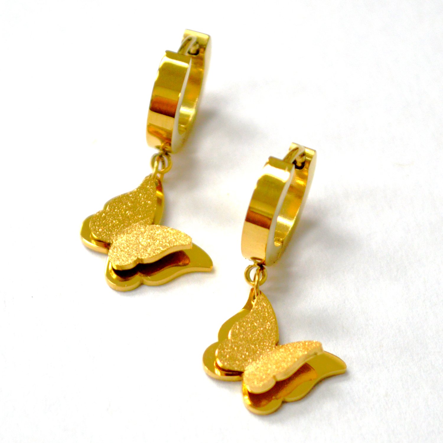 Butterfly Gold Plated Huggies Earrings 83-937G