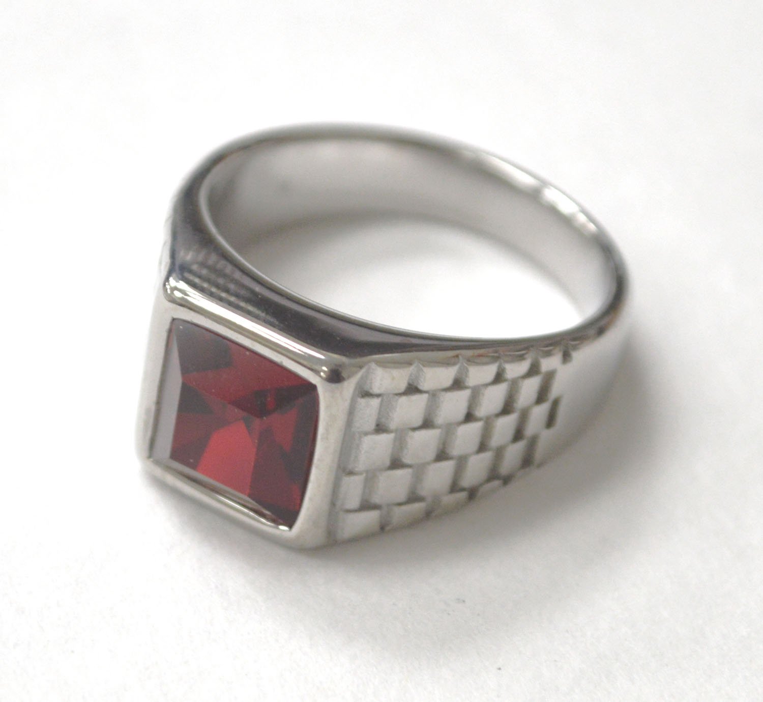Red Stone Stainless Steel Ring 81-1184 Red
