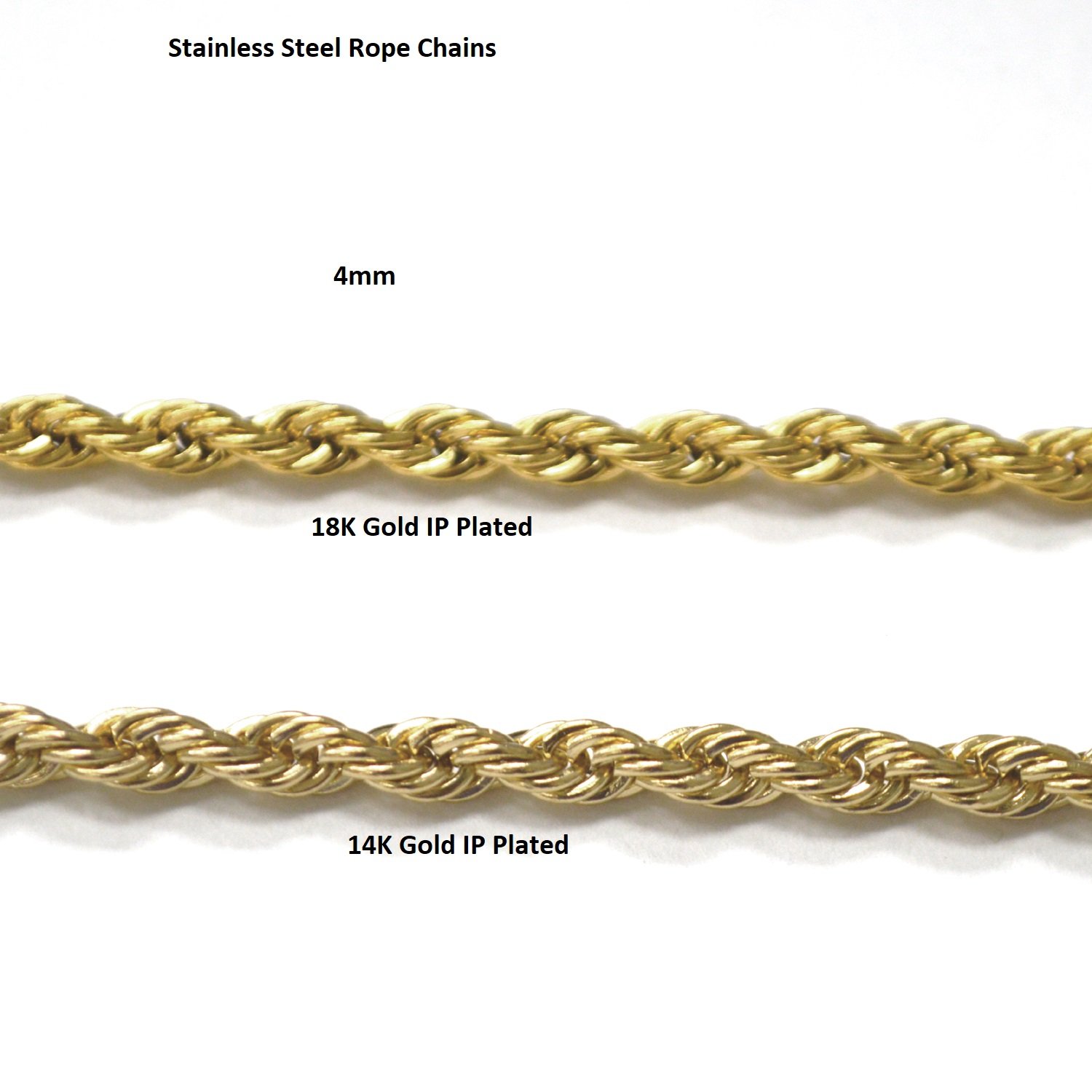 Closed Out - 4mm 14K Gold Plated Rope Chain 85-143G-14K-4 (10pcs/pkg)