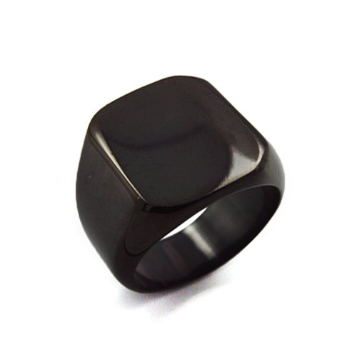 BLACK PLATED SIGNET RING 81-1043B