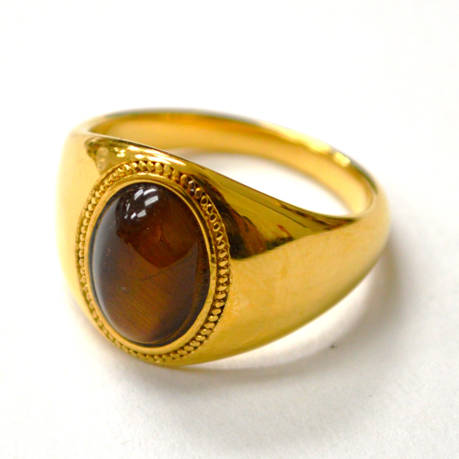 Tiger Eye Stone Gold Plated Ring 81-1690G-TE