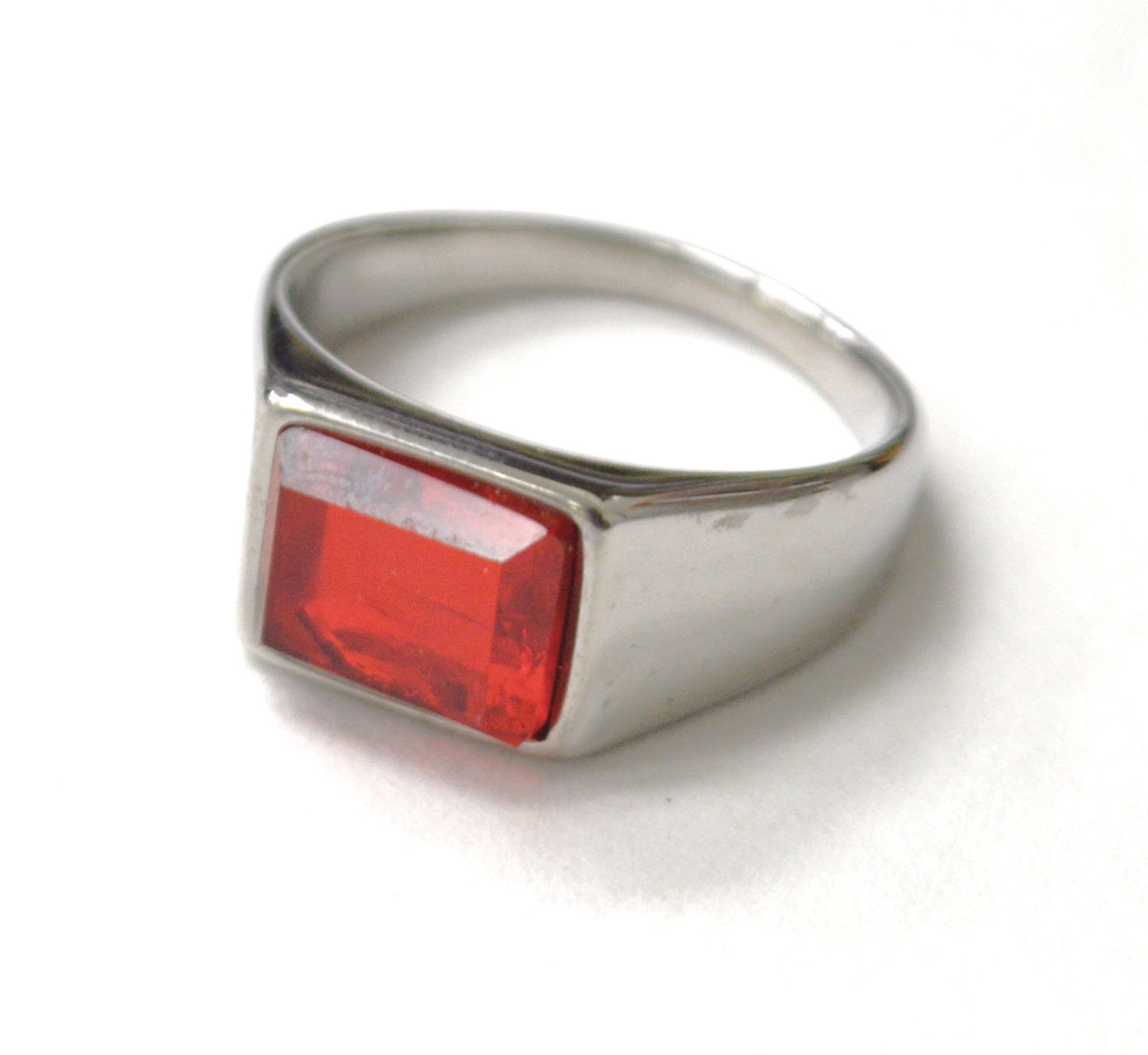 Red Stone Stainless Steel Ring 81-1578S-Red
