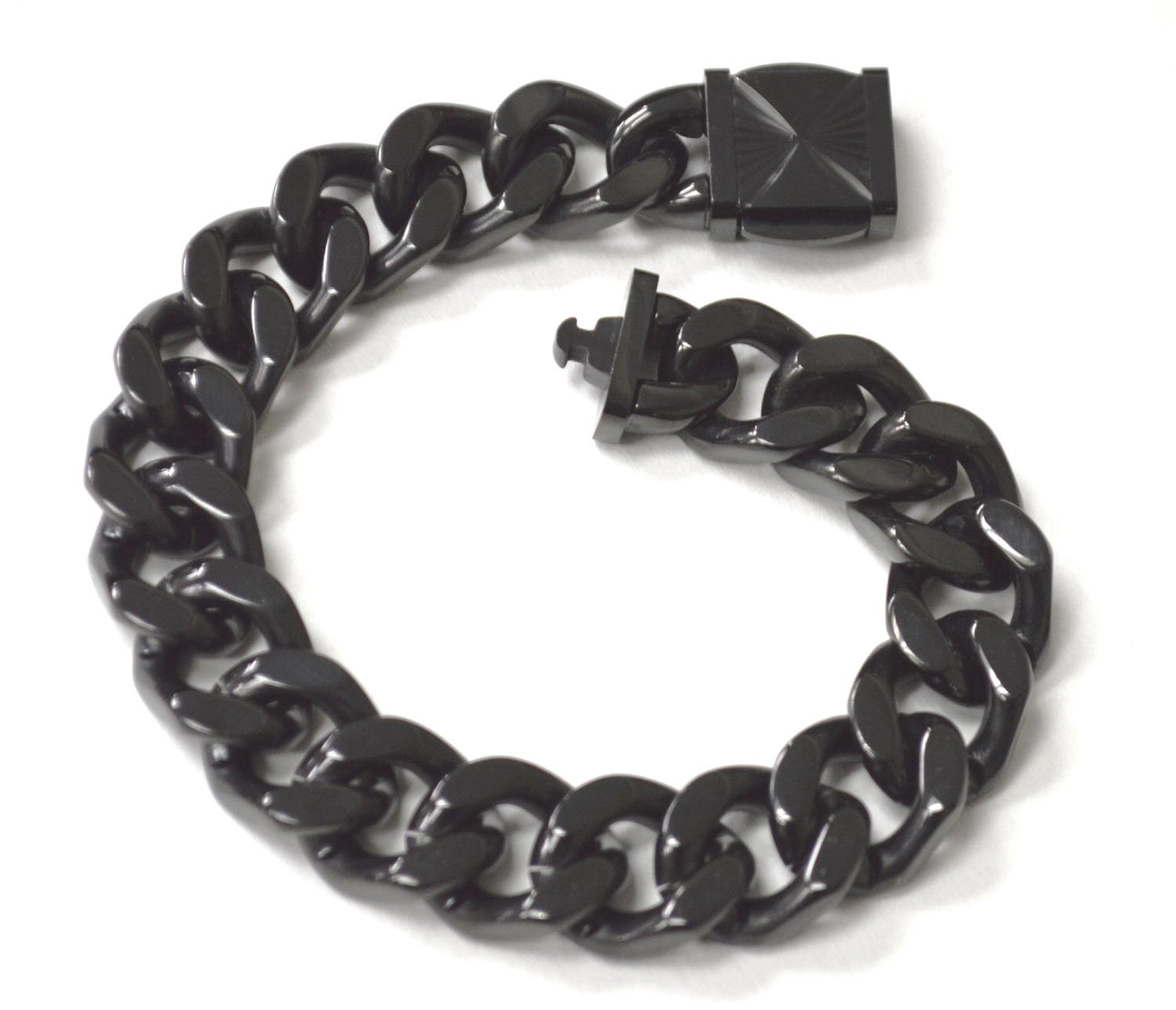 14mm Cuban Black Plated with Fancy Lock 84-1867B-14-2