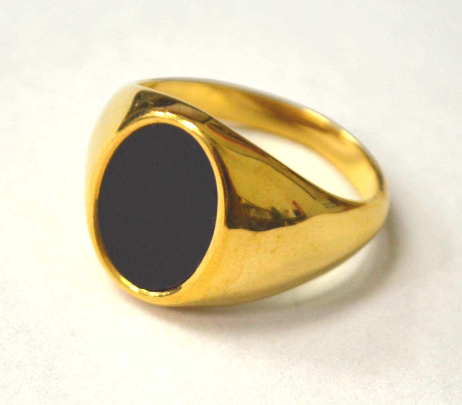 Black Stone Gold IP Plated Ring 81-1476G