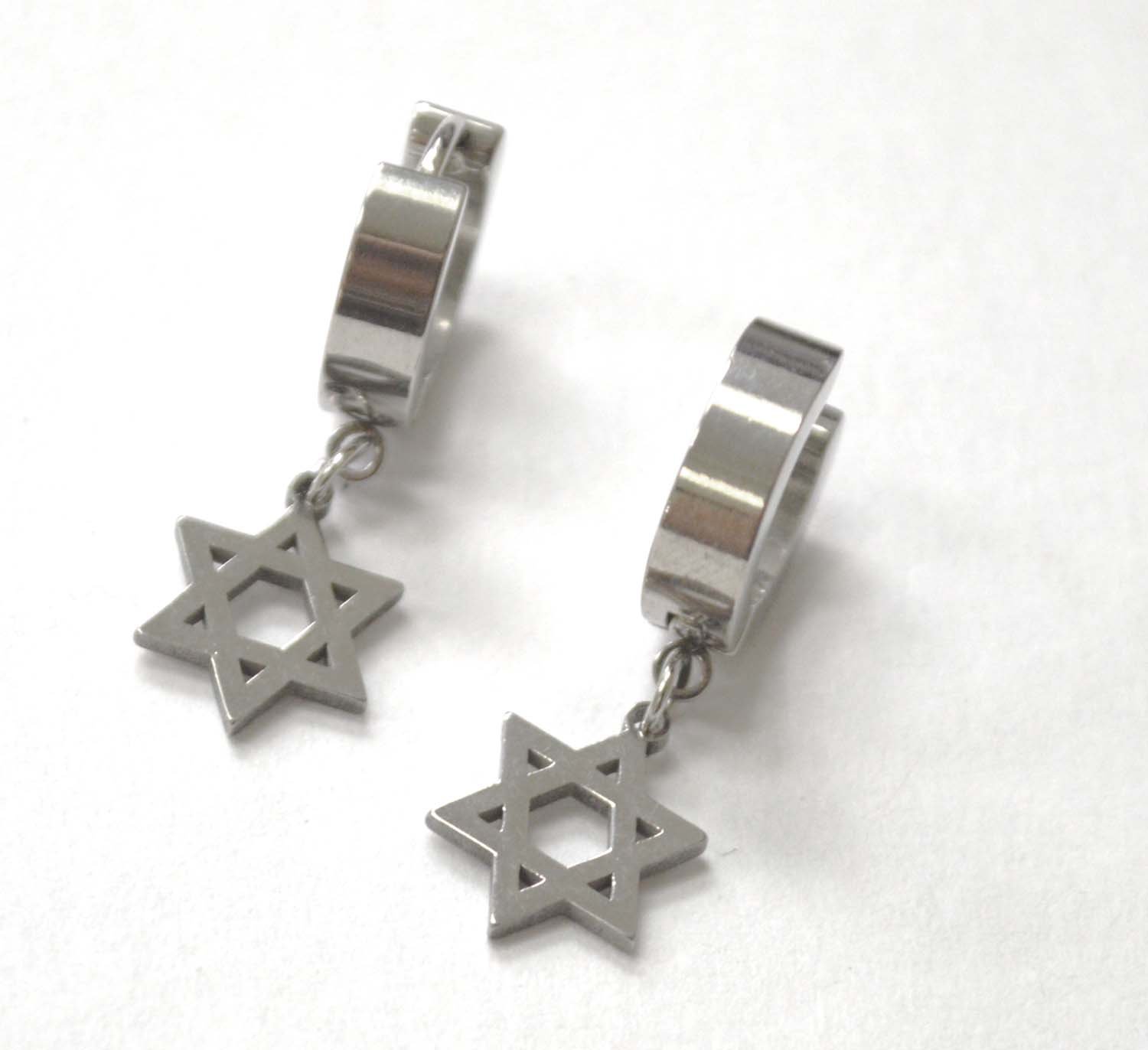 Star of David Stainless Steel Huggies Earring 83-852S