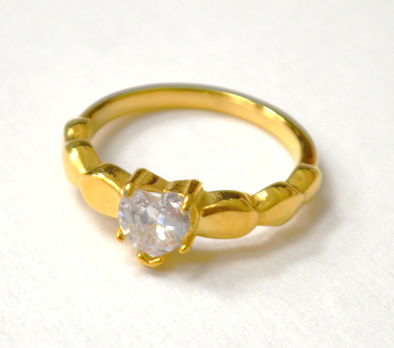 Heart CZ Gold IP Plated Ring 81-1611G