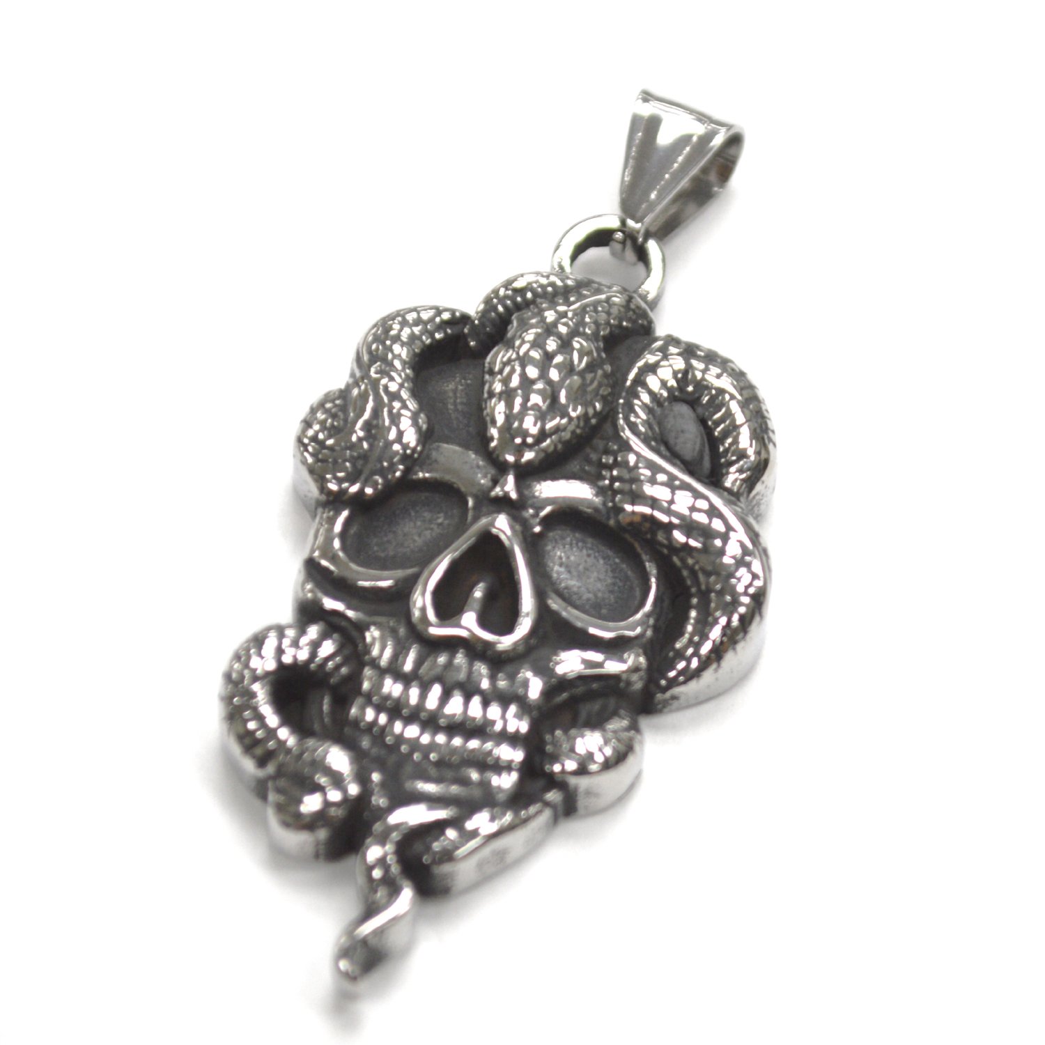 Skull with Snake Stainless Steel Pendant 86-2939