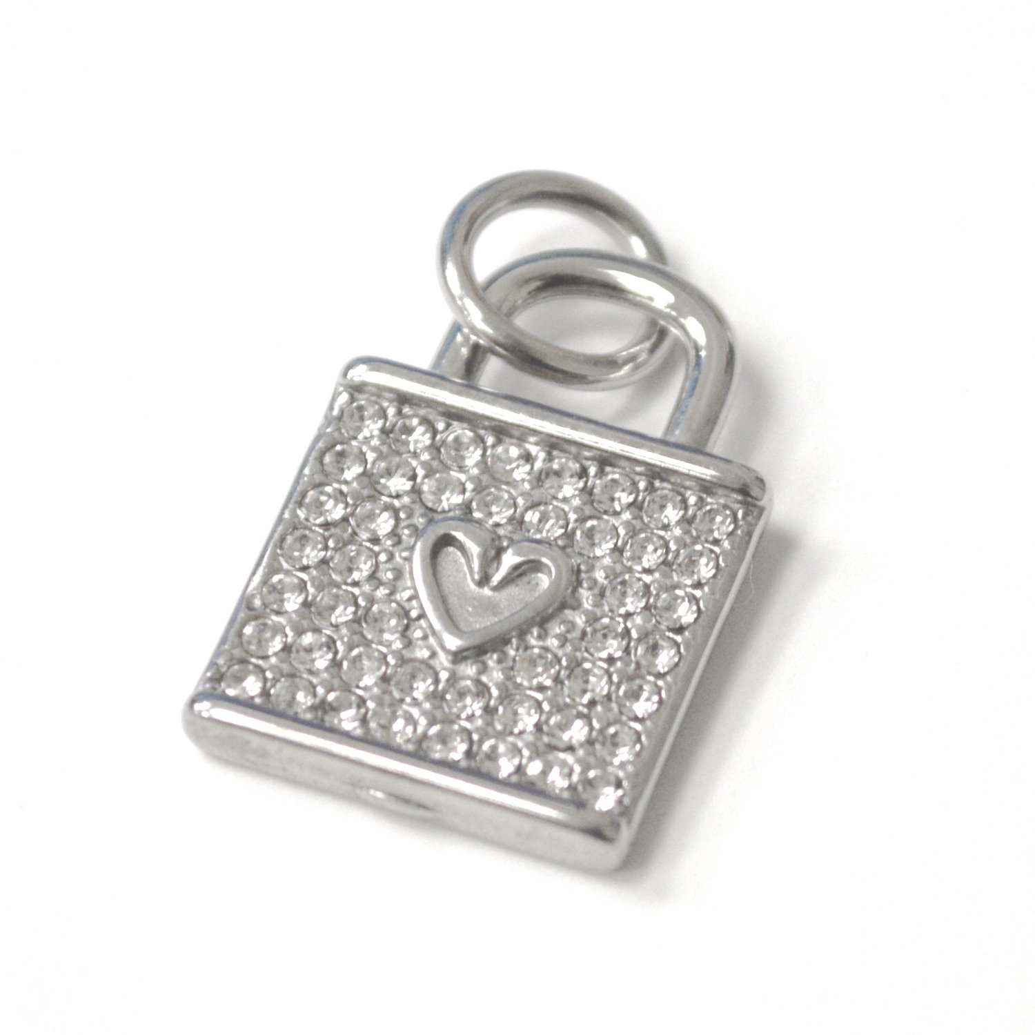 Crystal Heart Padlock Stainless Steel Pendant 86-3088