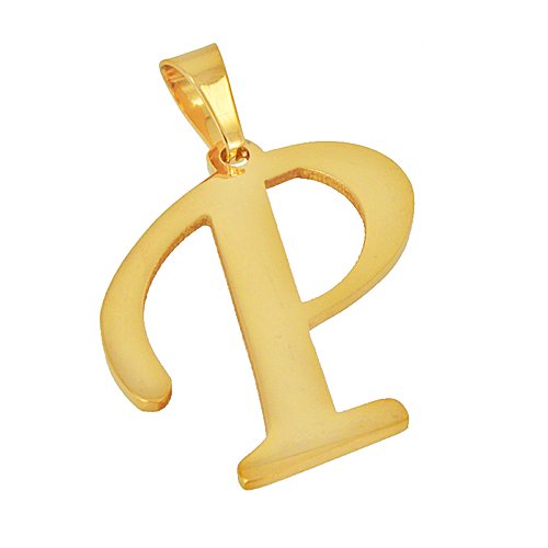 P Initial Gold IP Plated Pendant
