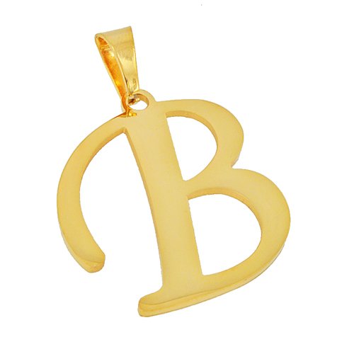 B Initial Gold IP Plated Pendant