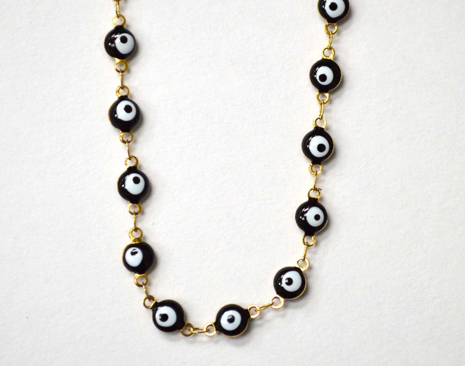 Eye Gold IP Plated Necklace 85-1815G-Black