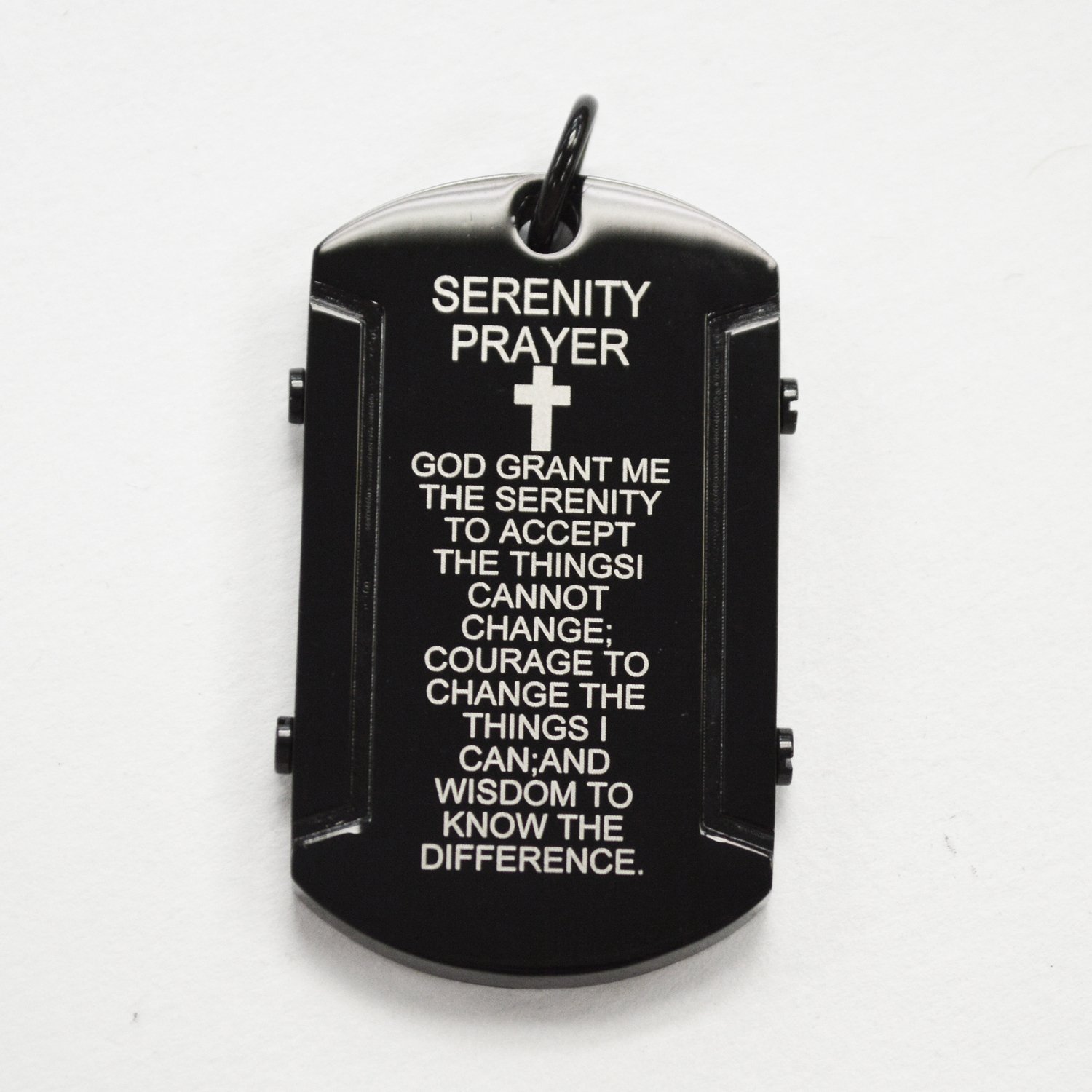 Serenity Prayer Tag Black Plated Pendant 86-2176B