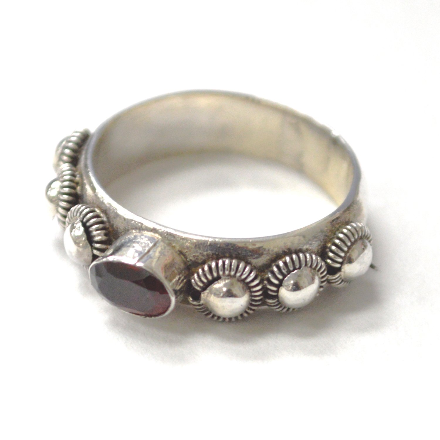 Garnet Stone Sterling Silver Ring 51-3106