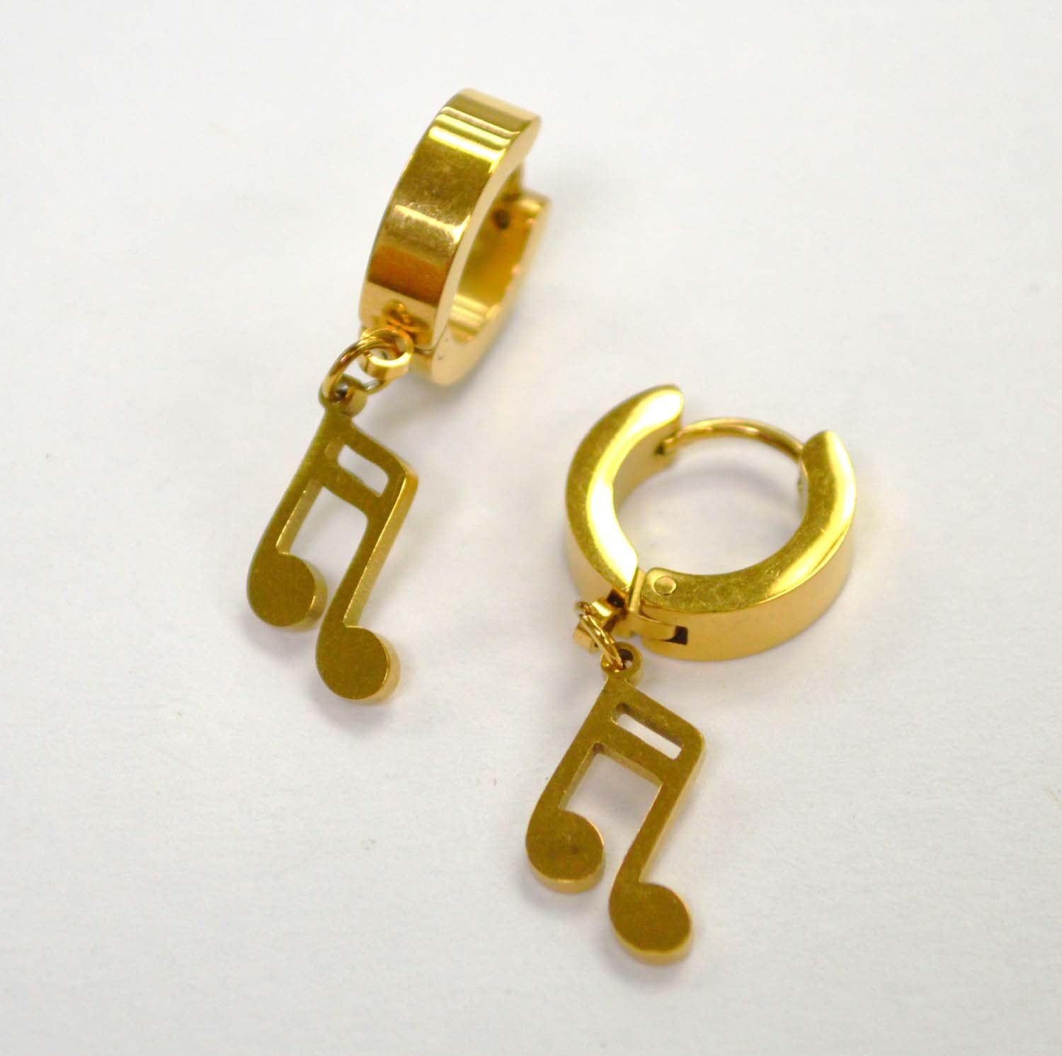 Music Note Gold IP Plated  Huggies Earring 83-794G