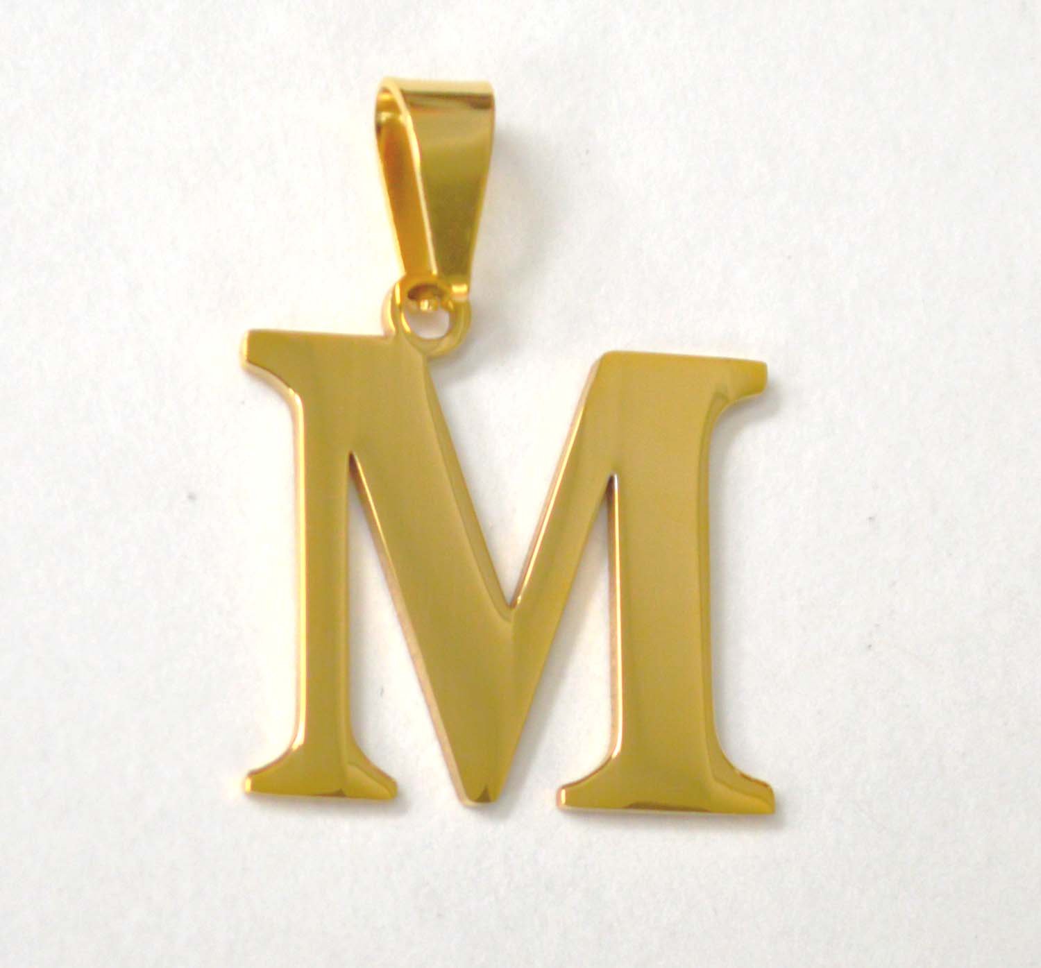 M Initial Gold IP Plated Pendant 86-278G-M