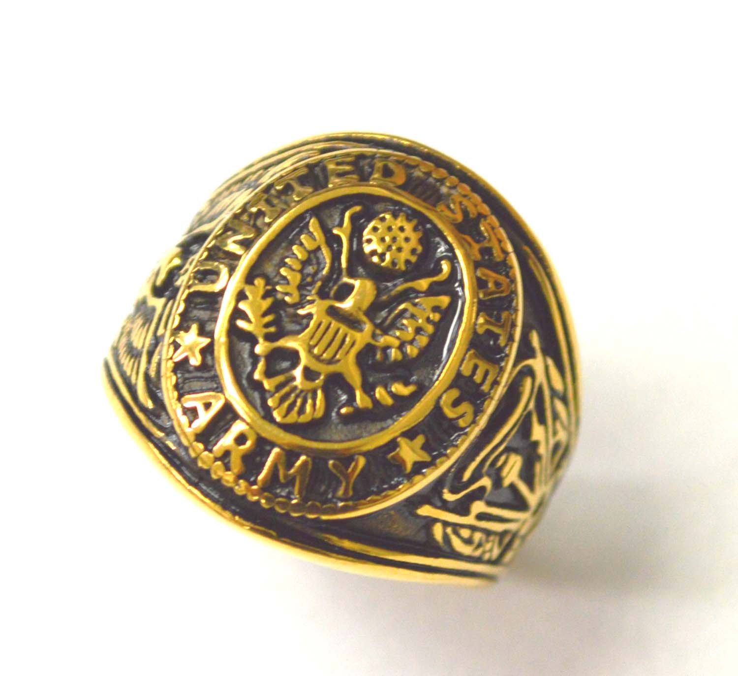 US Army Gold IP Plated Ring 81-1465G