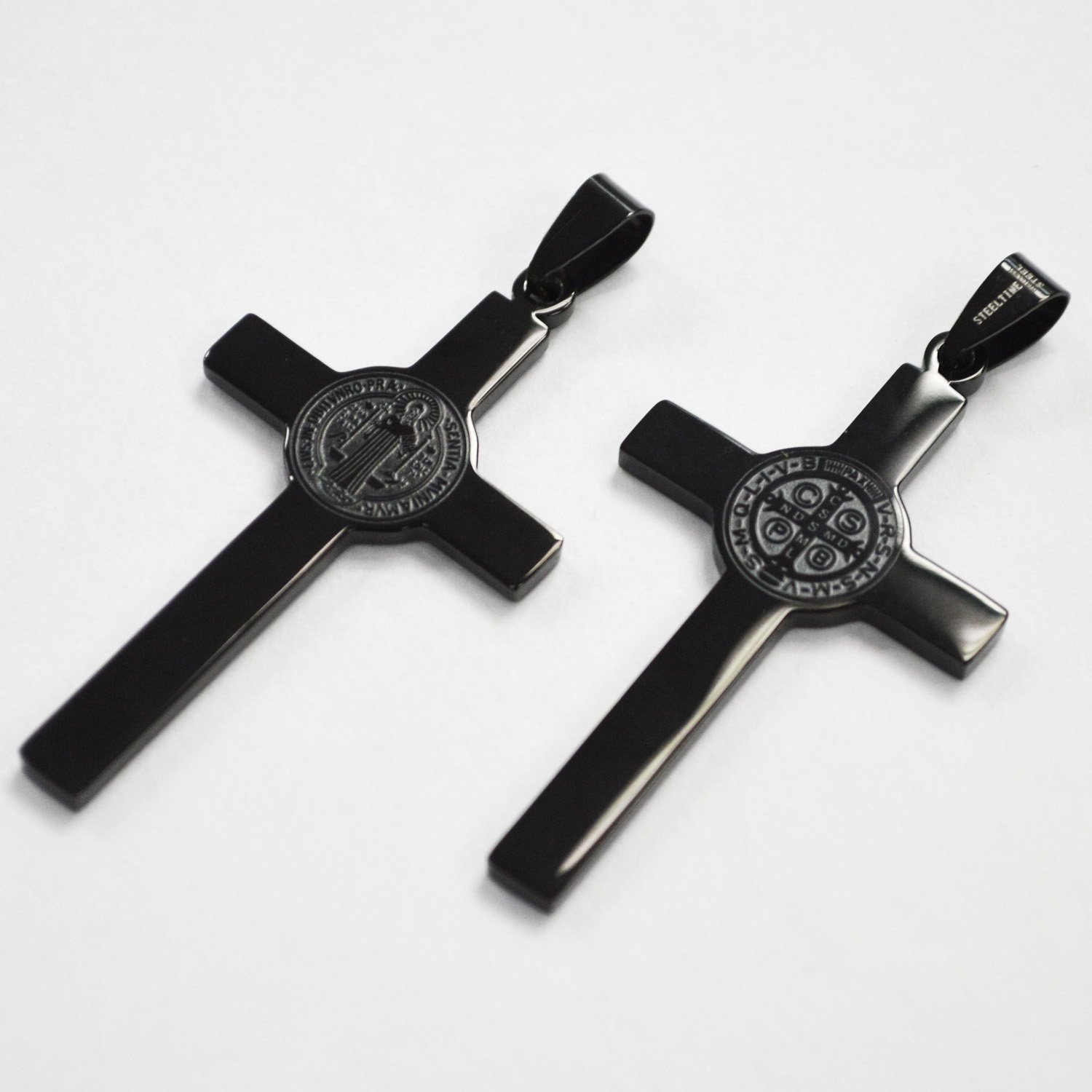 SAN BENETO CROSS BLACK PLATED PENDANT 86-1130B