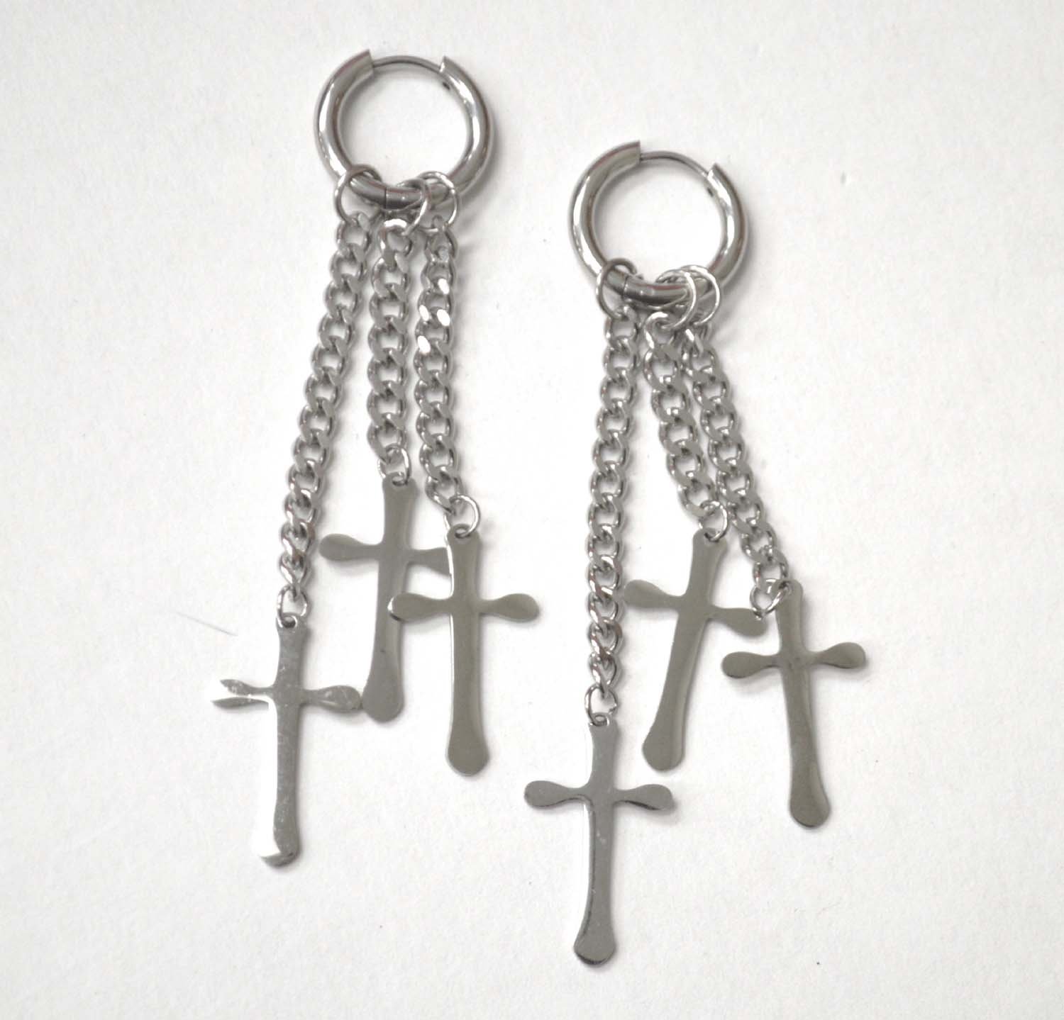 Cross Stainless Steel Hoops Earrings 83-893S