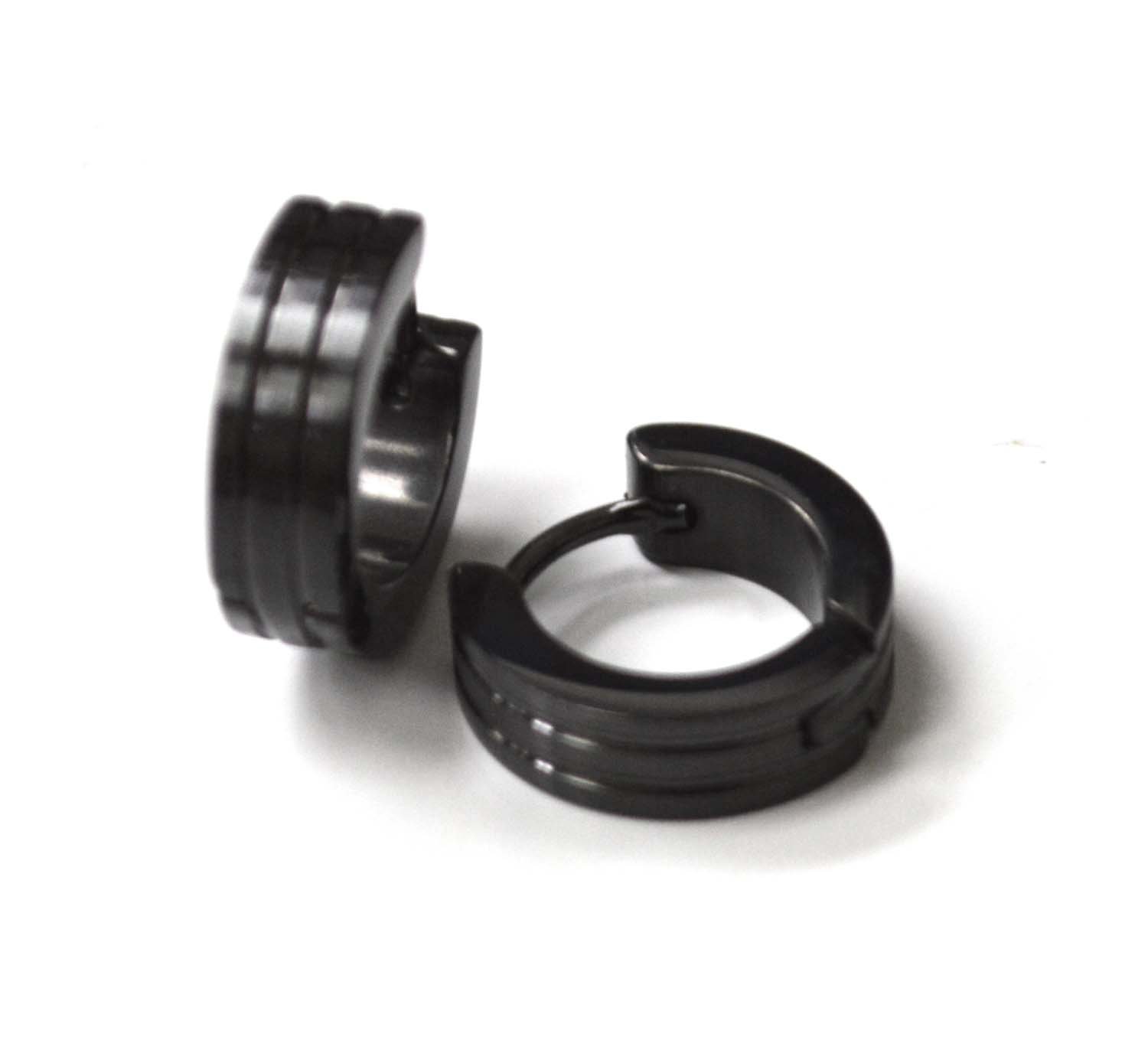 Black Plated Huggies Earring 83-332B