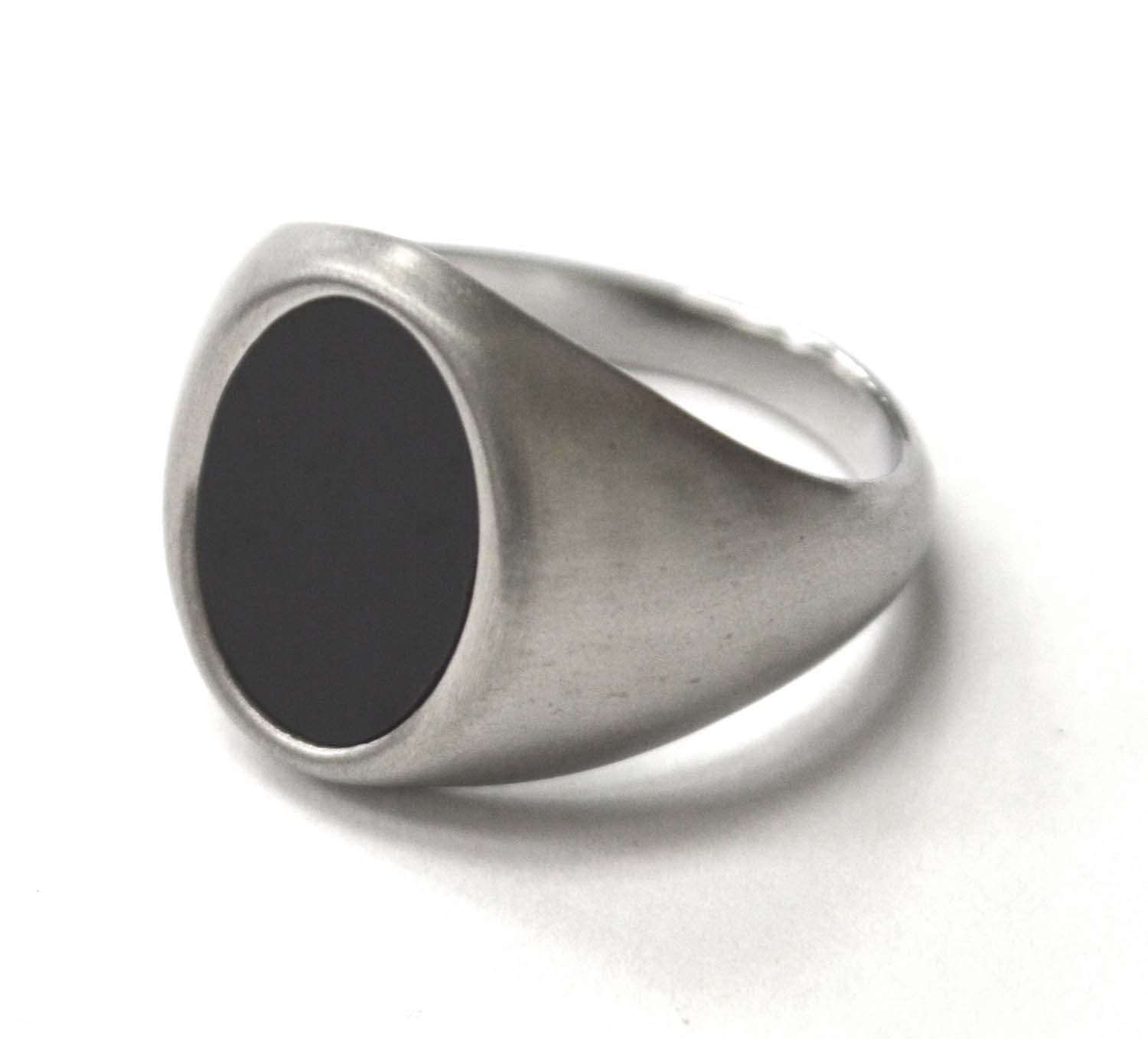 Black Stone Stainless Steel Ring 81-1476S