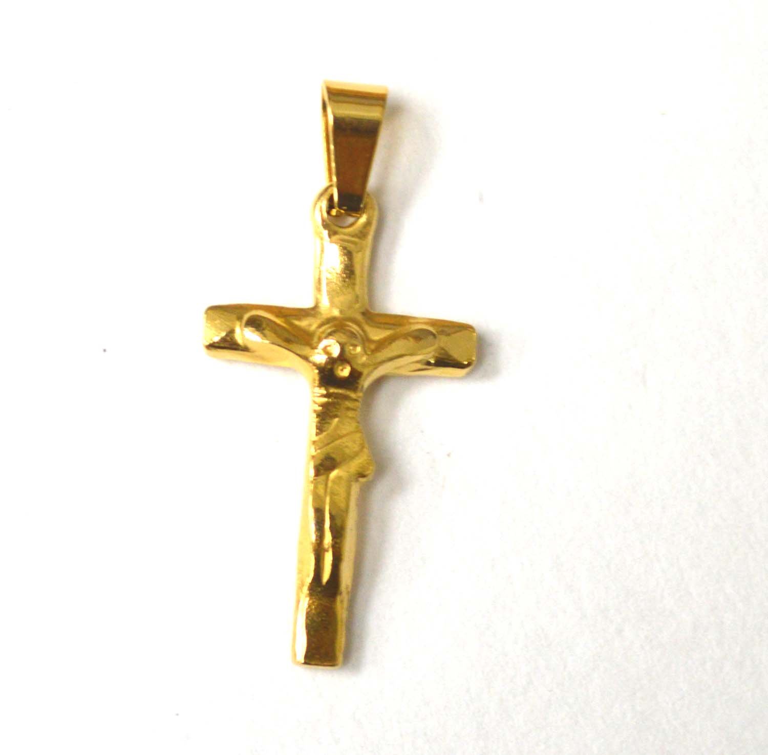 Crucifix Cross Gold IP Plated Pendant 86-2528G