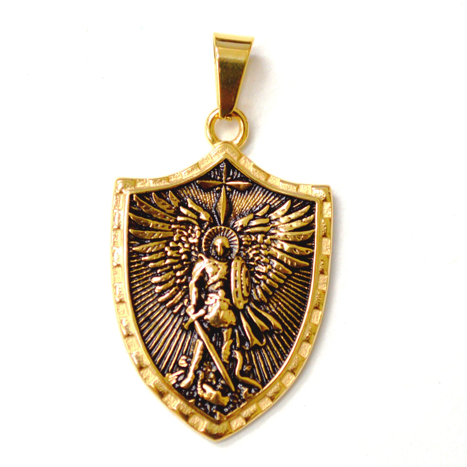Saint Michael the Archangel Gold Plated Pendant 86-2980G