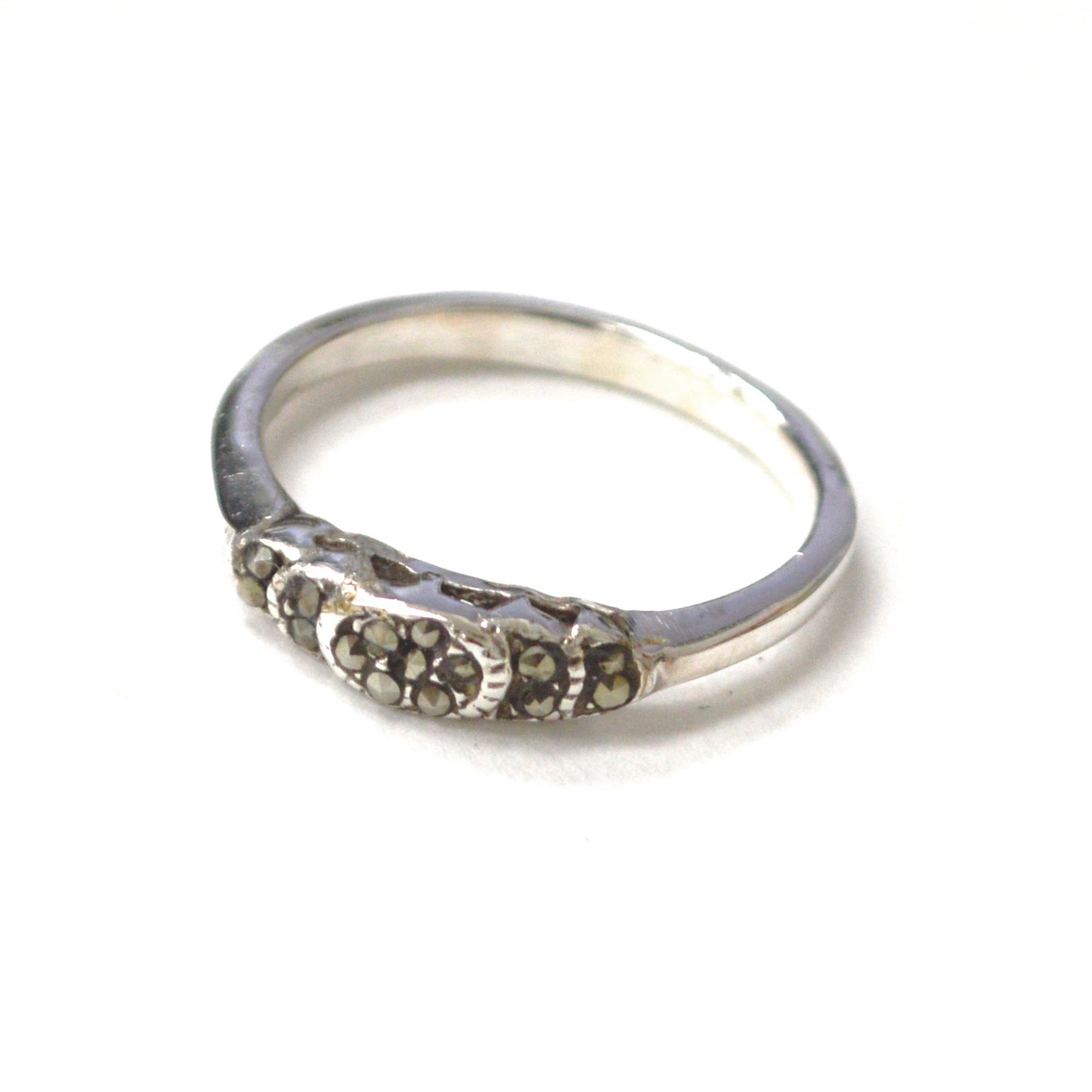 Marcasite Stone Sterling Silver Ring 51-3128