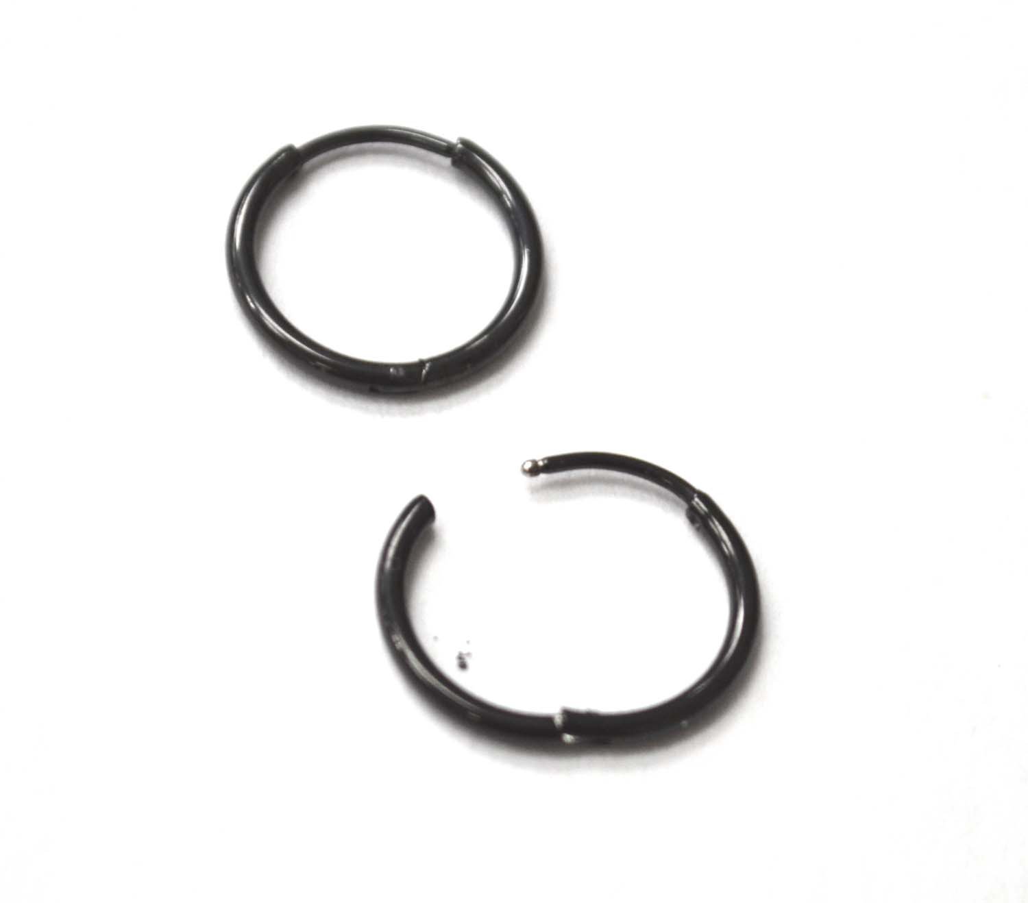 12mmHinged Black Plated Hoops Earrings 83-820B-3