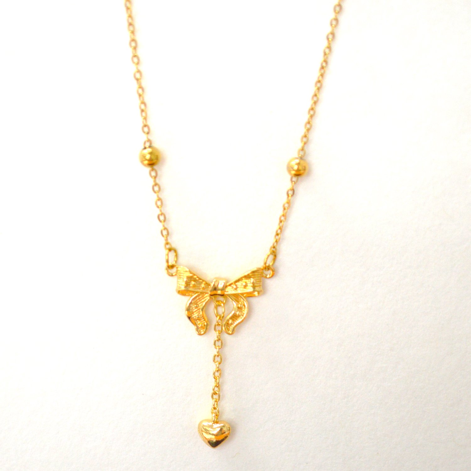 Bow Gold IP Plated Necklace 85-298G