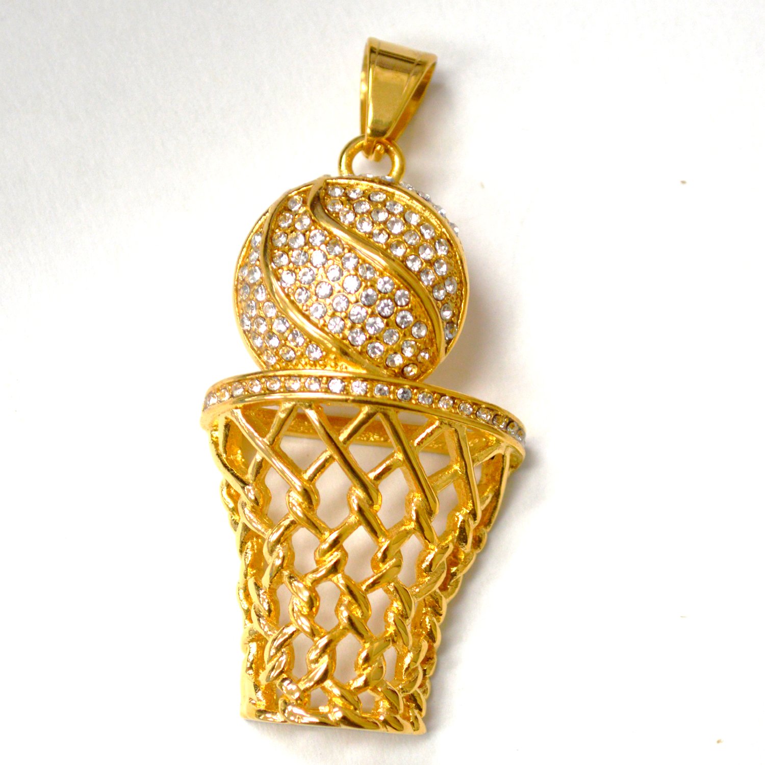 Basketball Hoop Gold IP Plated Steel Pendant 86-2618G