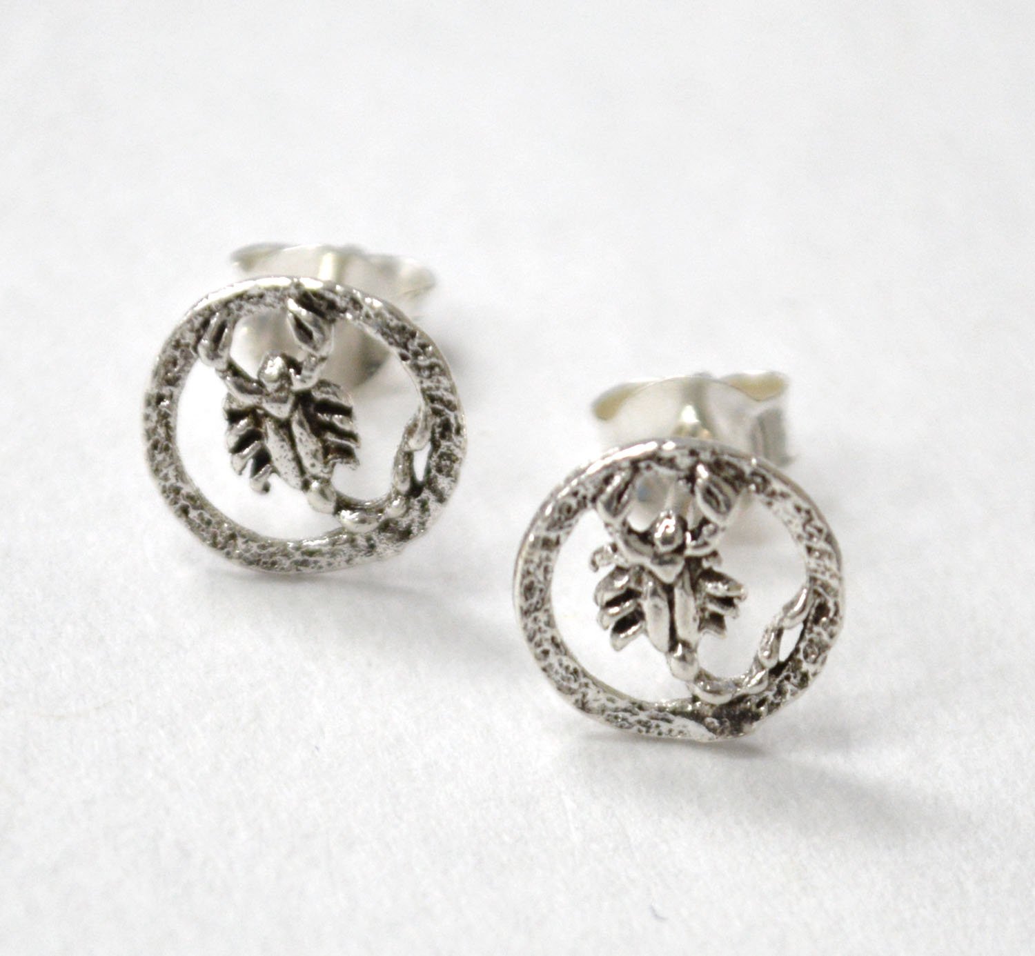 Scorpion Stud Earrings Sterling Silver 53-5018