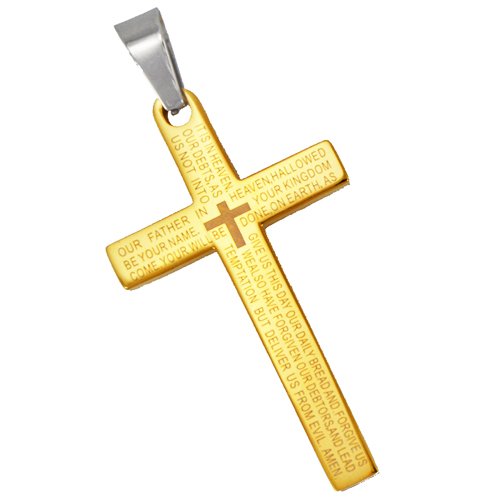 Gold Plated Lord's Prayer Cross Pendant 86-1389G