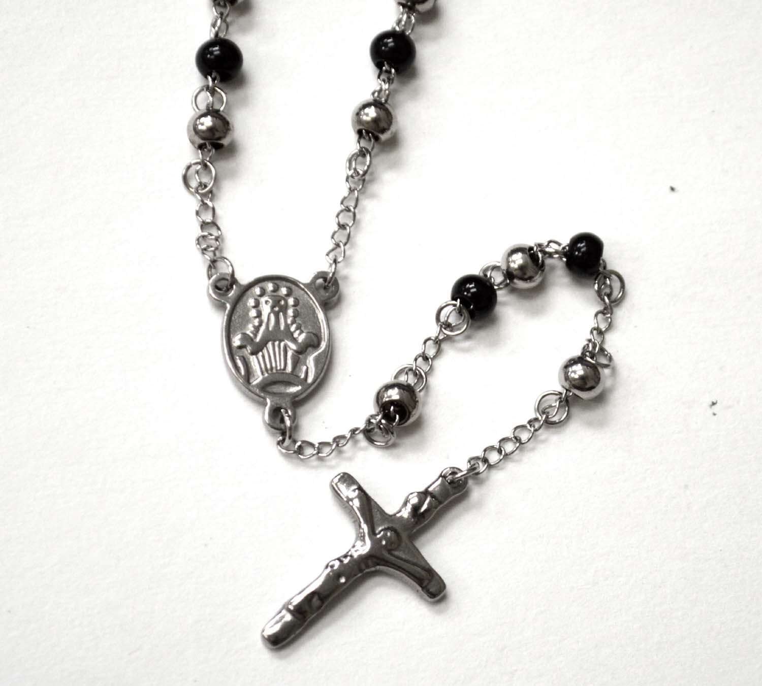 6mm  2 Tone Black Stainless Steel Rosary 87-26-2TB
