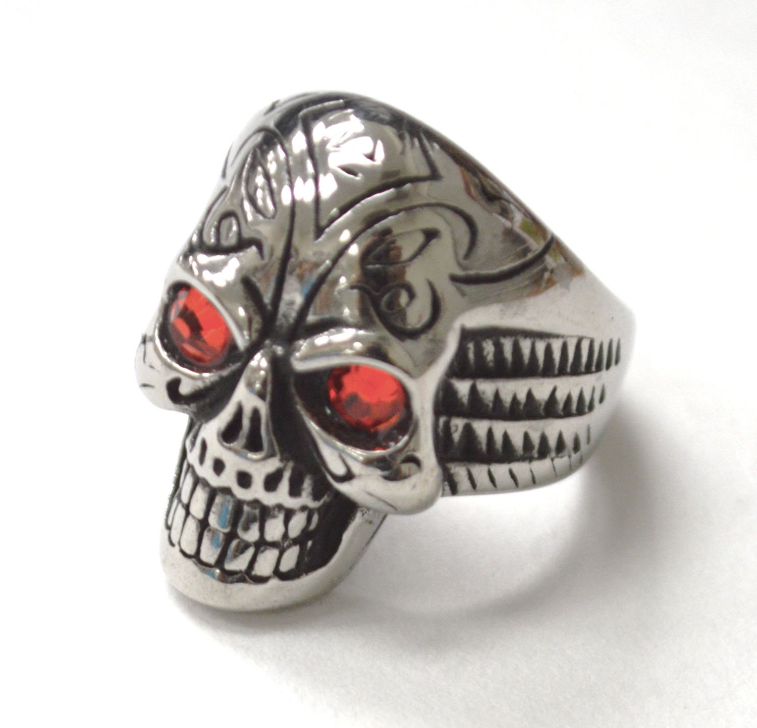 Skull with Red Eye Stainless Steel Ring 81-1581