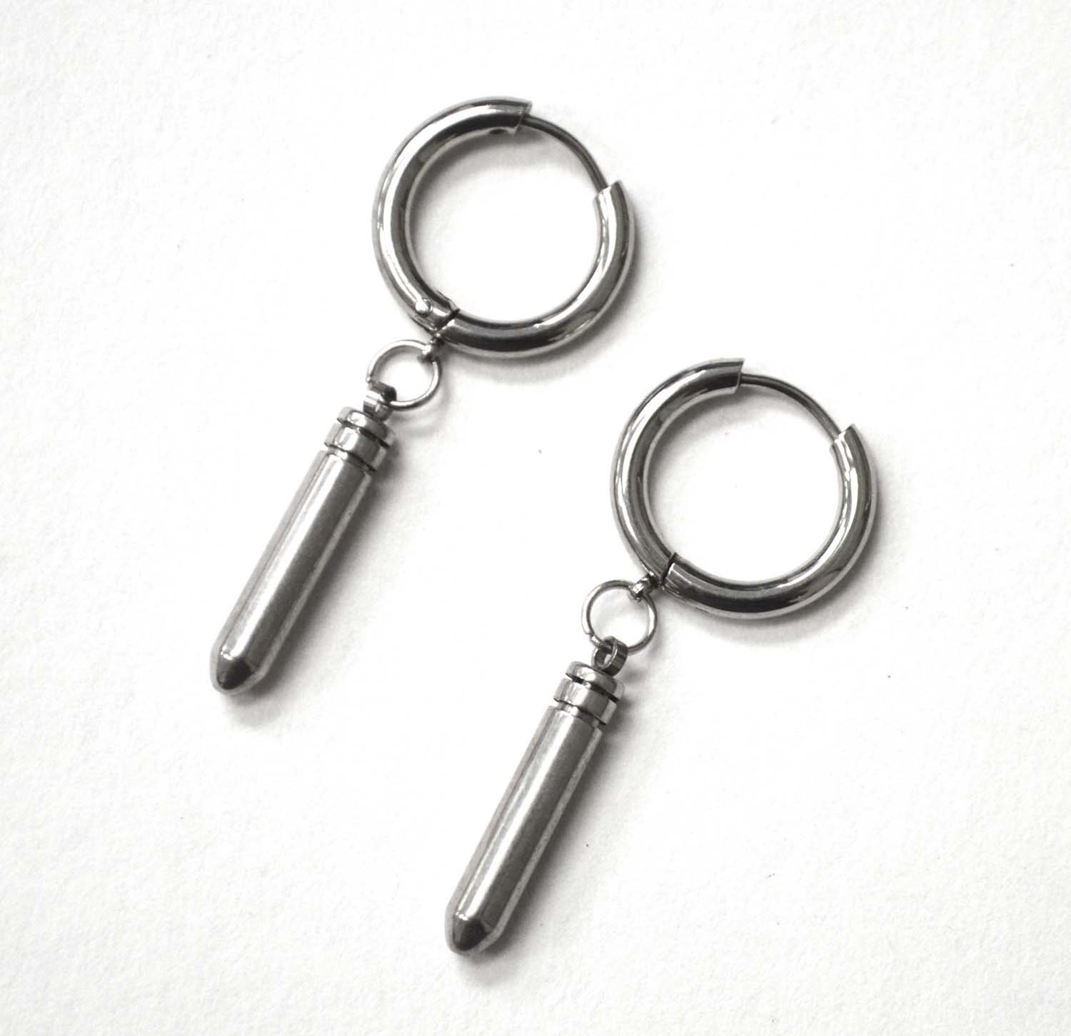 Hoops Earring with Bullet Stainless Steel 83-828S