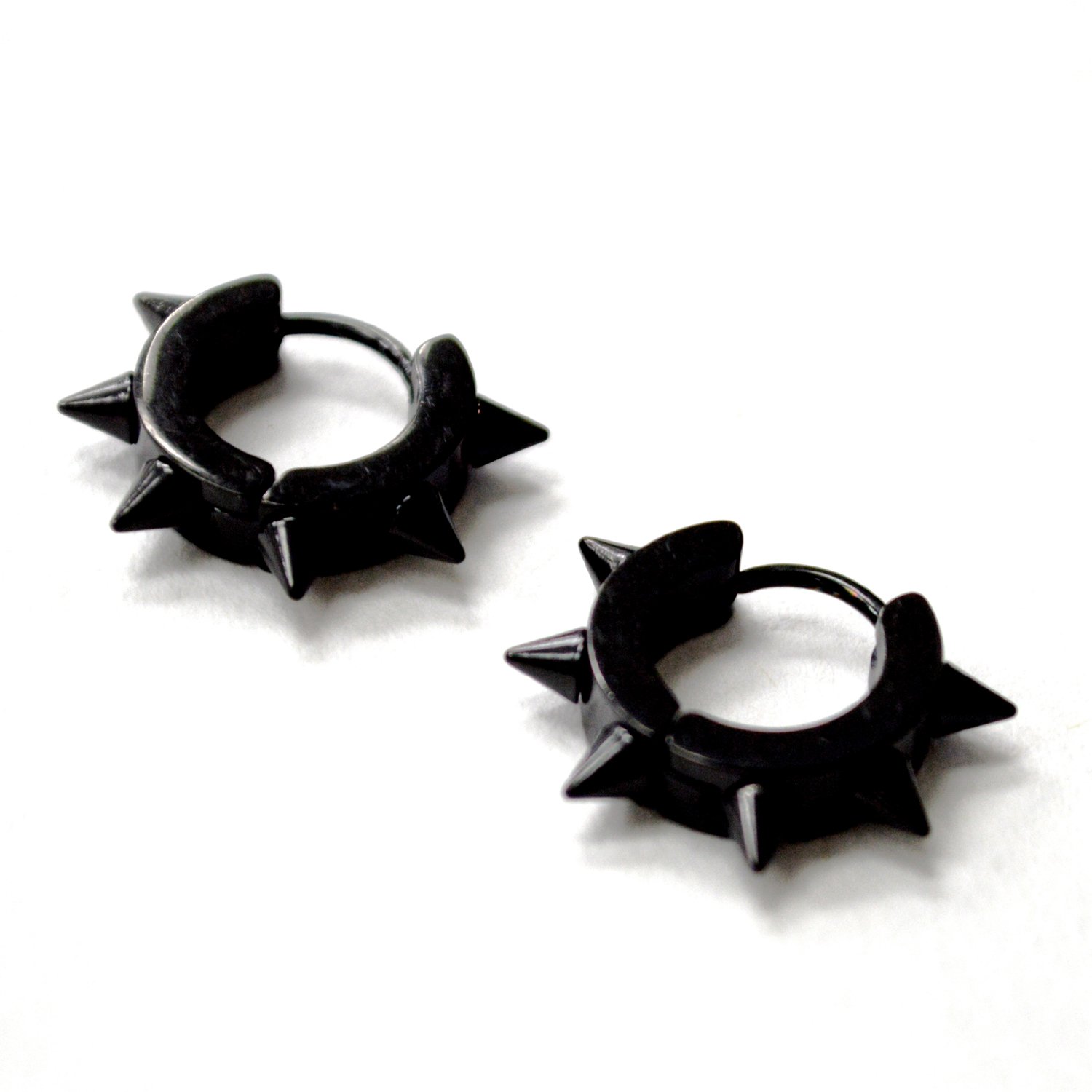 Spike Black Plated Huggies Earring 83-422B-1