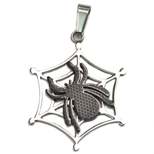 Two Tone Black Spider Web Weave Pendant 86-1219