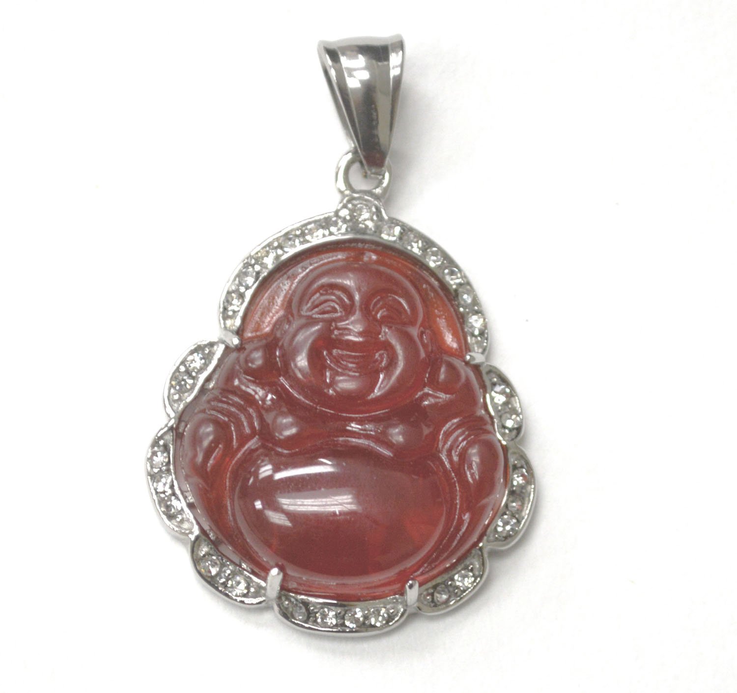Buddha Jade Stainless Steel Pendant 86-2890S-Burgundy