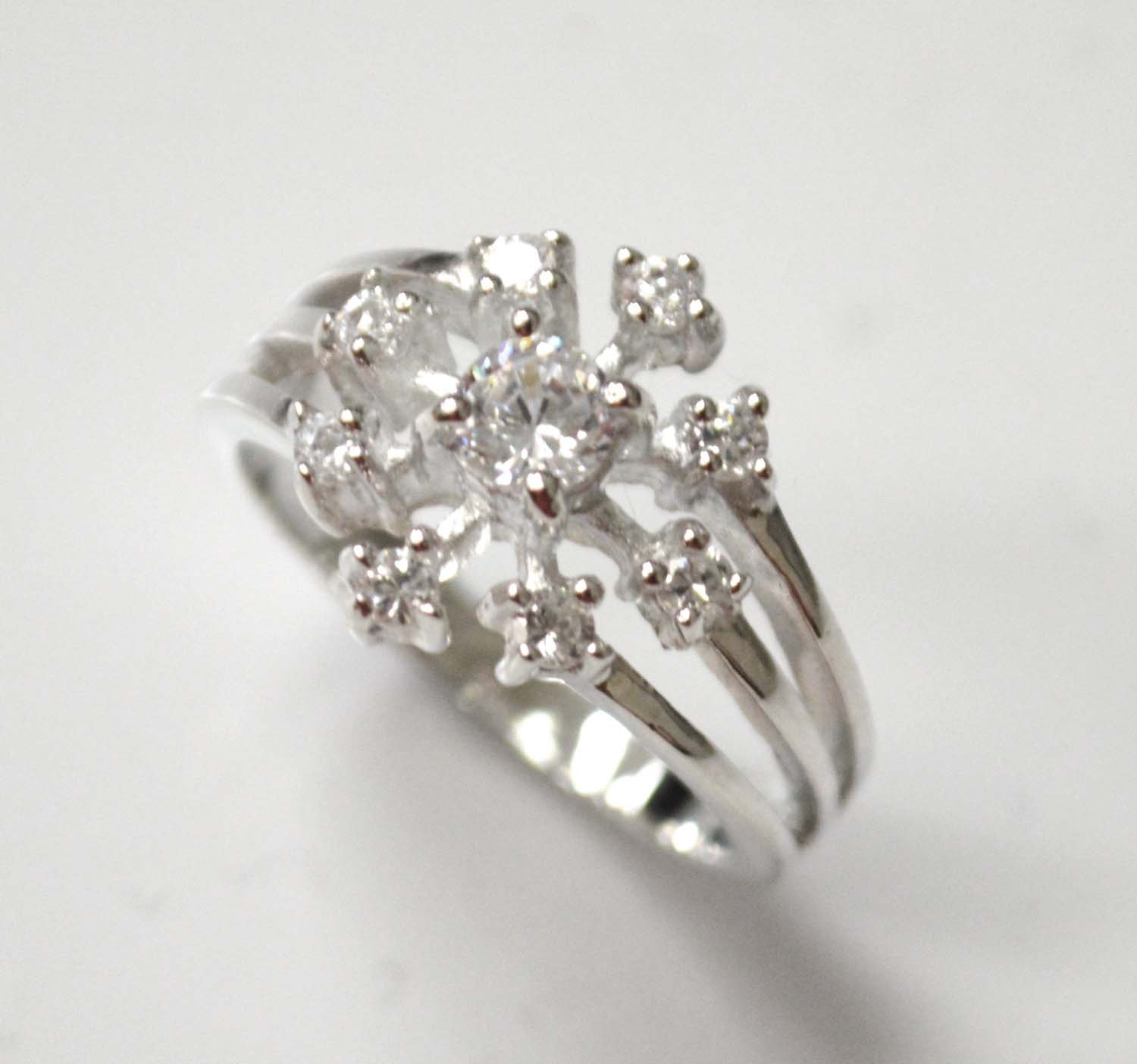 CZ Stone Ring Sterling Silver 51-2042