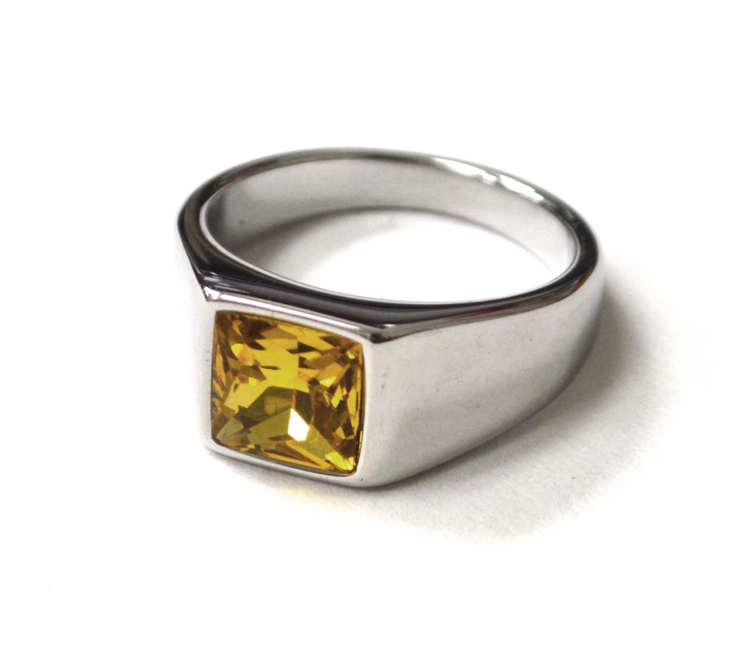 Yellow CZ Stone Stainless Steel Ring 81-1522S-Yellow