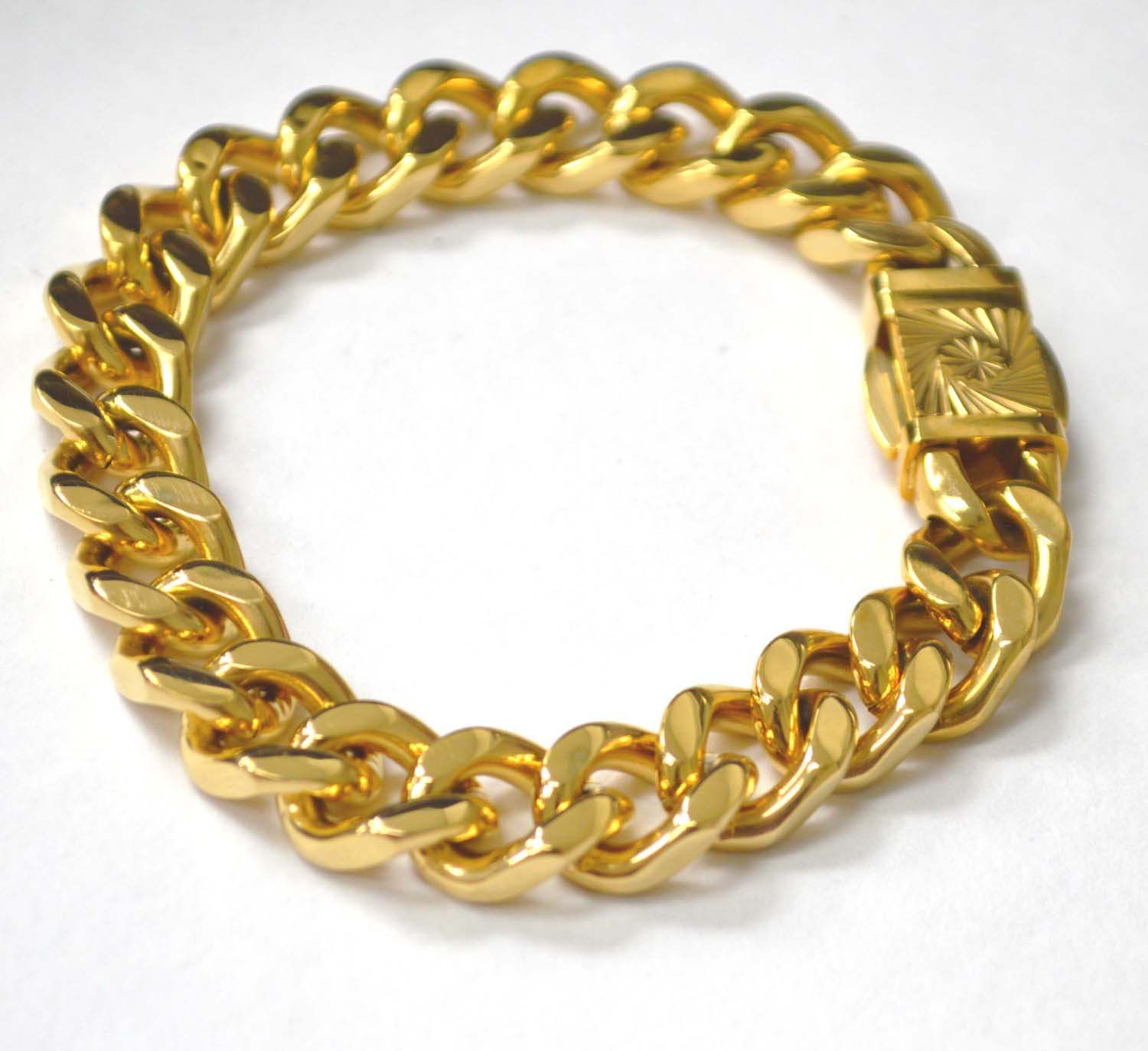 12mm Cuban Sq Gold Plated with Fancy Lock 84-1867G-12-5