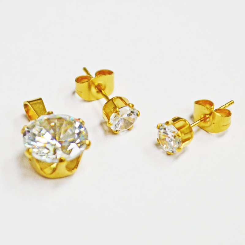 CZ Earrings and Pendant Set  83-627G