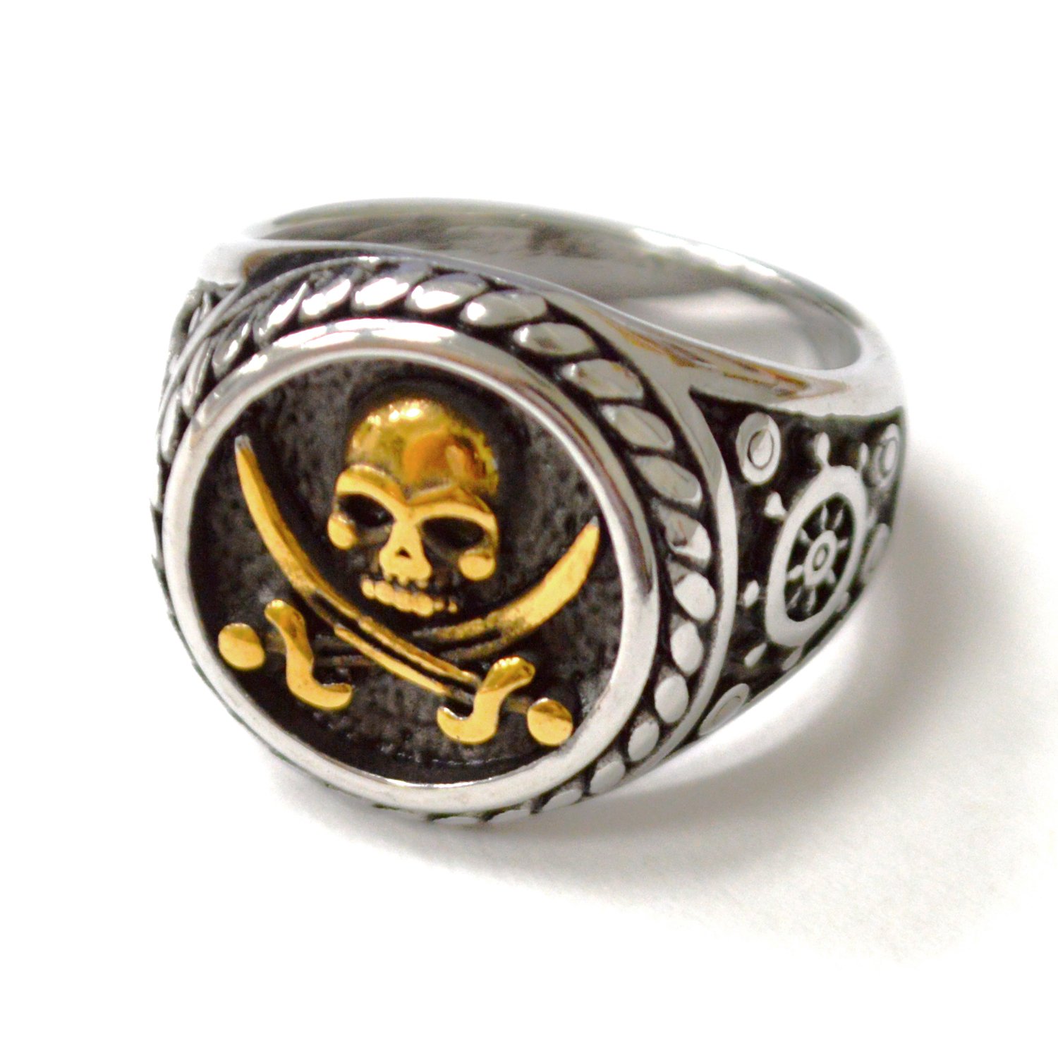 Pirate Skull Stainless Steel Ring 81-1655-2T