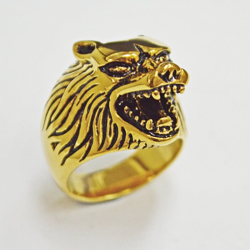 WOLF GOLD IP PLATE RING 81-455G