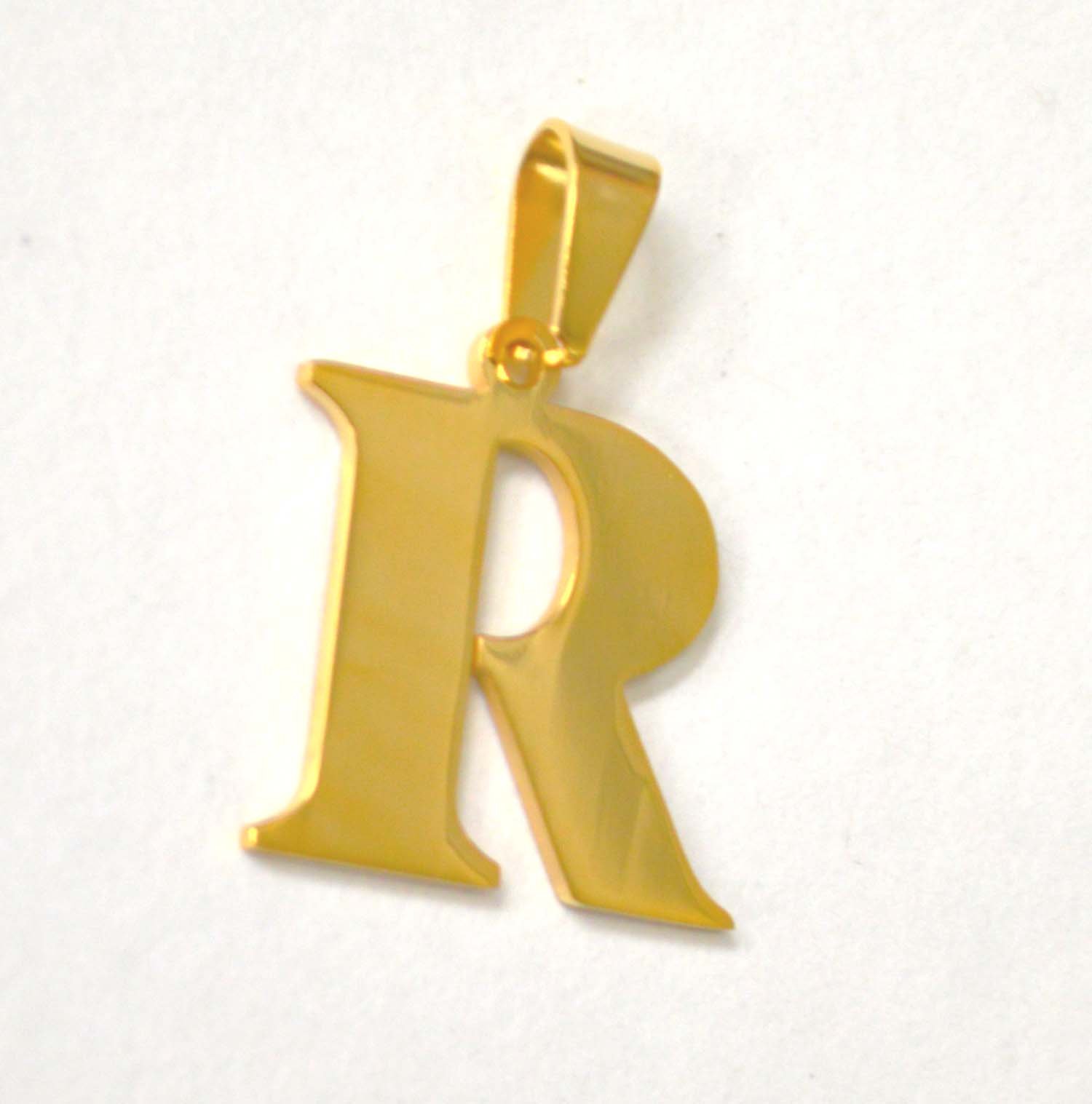 R Initial Gold IP Plated Pendant 86-278G-R