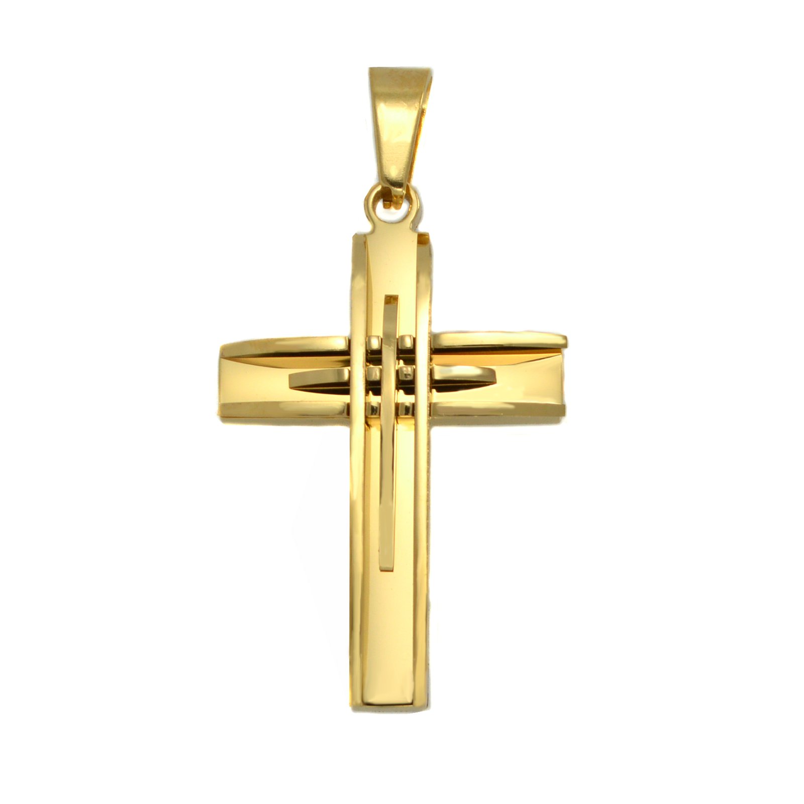 Gold Cross Stainless Steel Pendant (21x33mm)