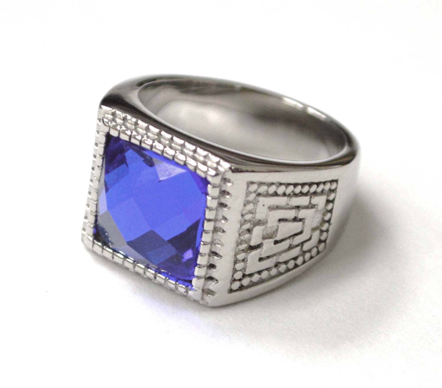 R Blue Stone Stainless Steel Ring 81-1576-R Blue